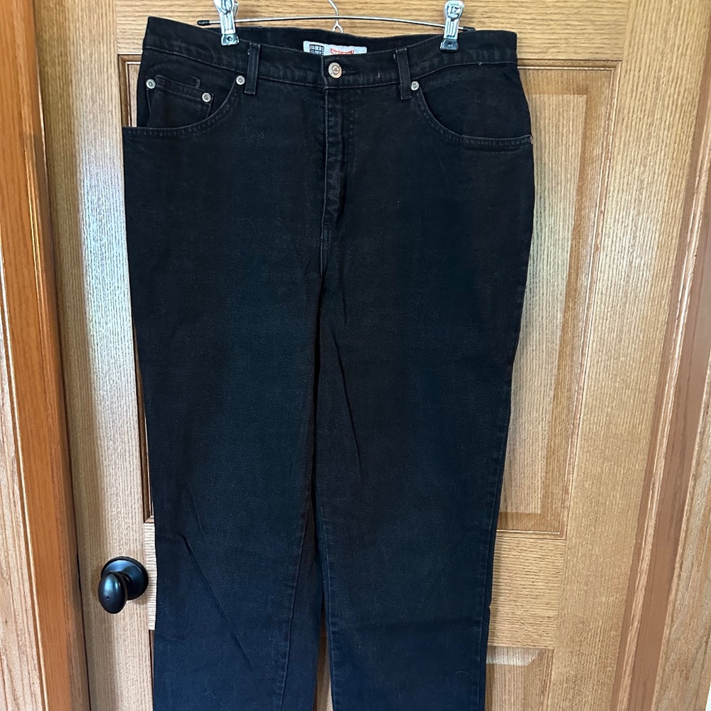 Faded Glory Stretch Black Straight Leg Jeans.  Size 16 Tall.
